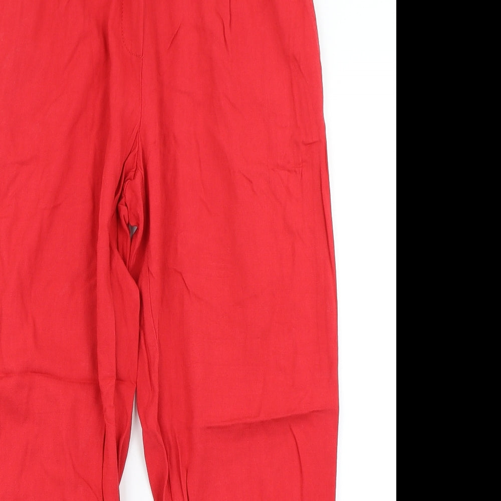 Bershka Womens Red   Pedal Pusher Trousers Size M L22 in