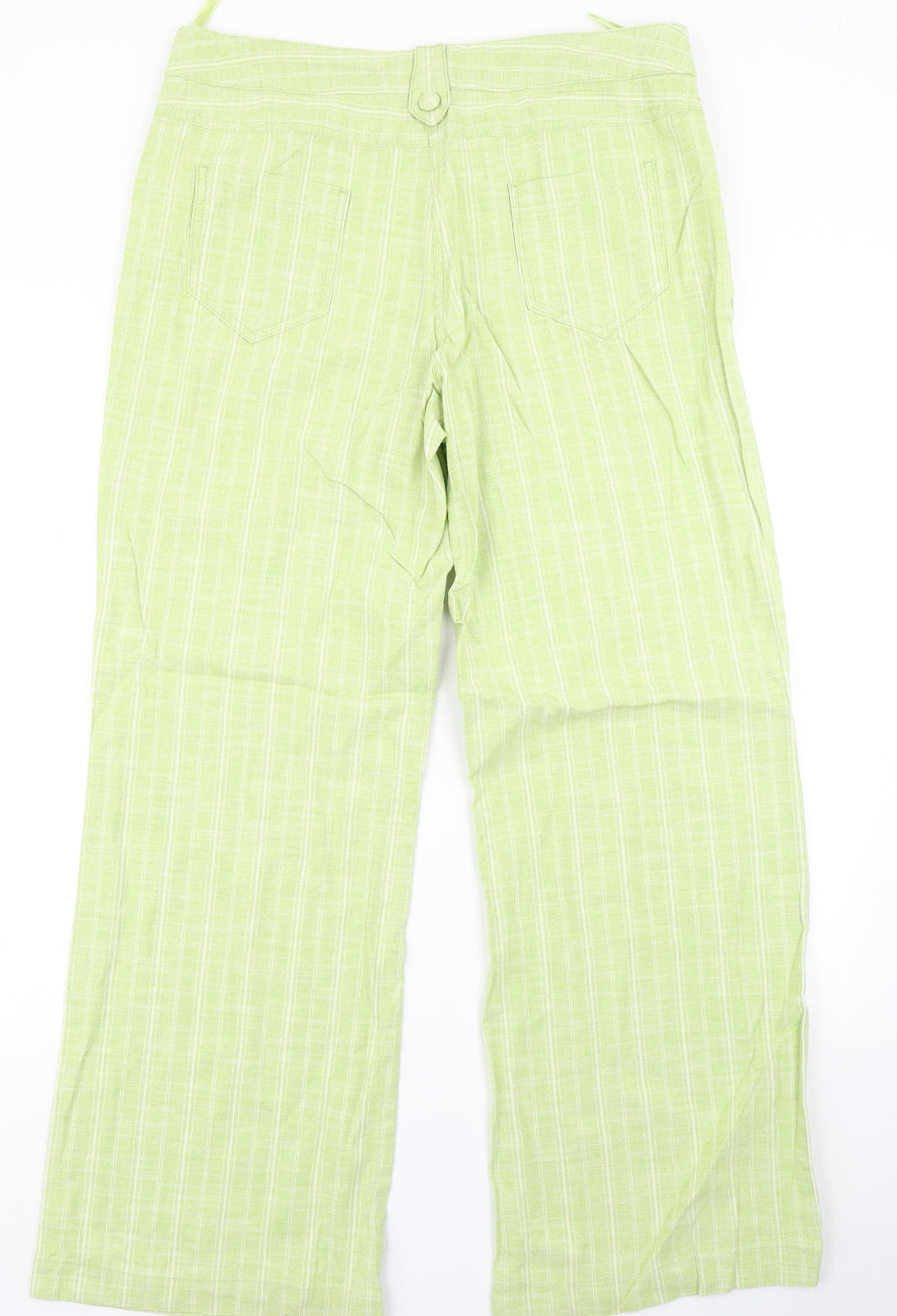 Per Una Womens Green Striped  Trousers  Size 14 L28 in