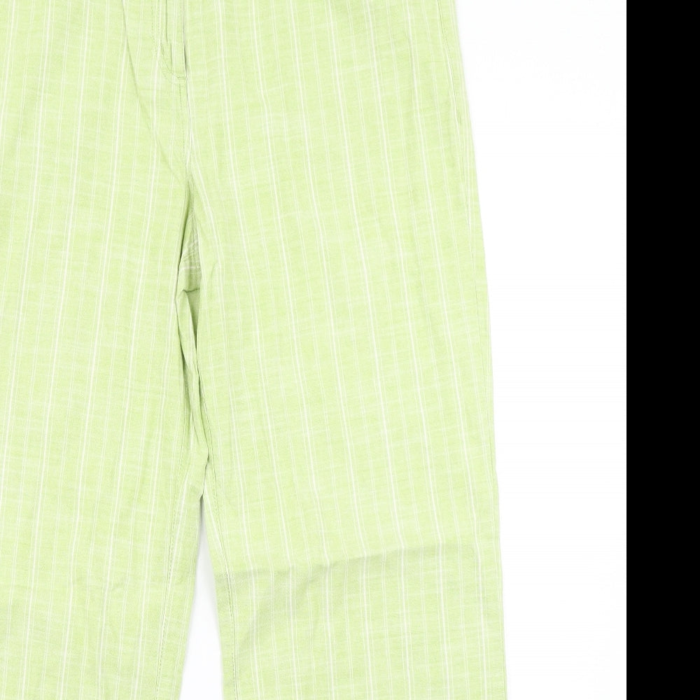 Per Una Womens Green Striped  Trousers  Size 14 L28 in