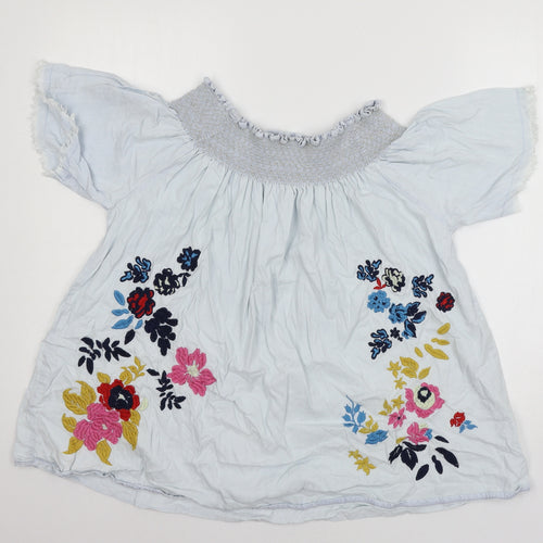 Denim & Co. Womens Blue Floral  Basic Blouse Size 12