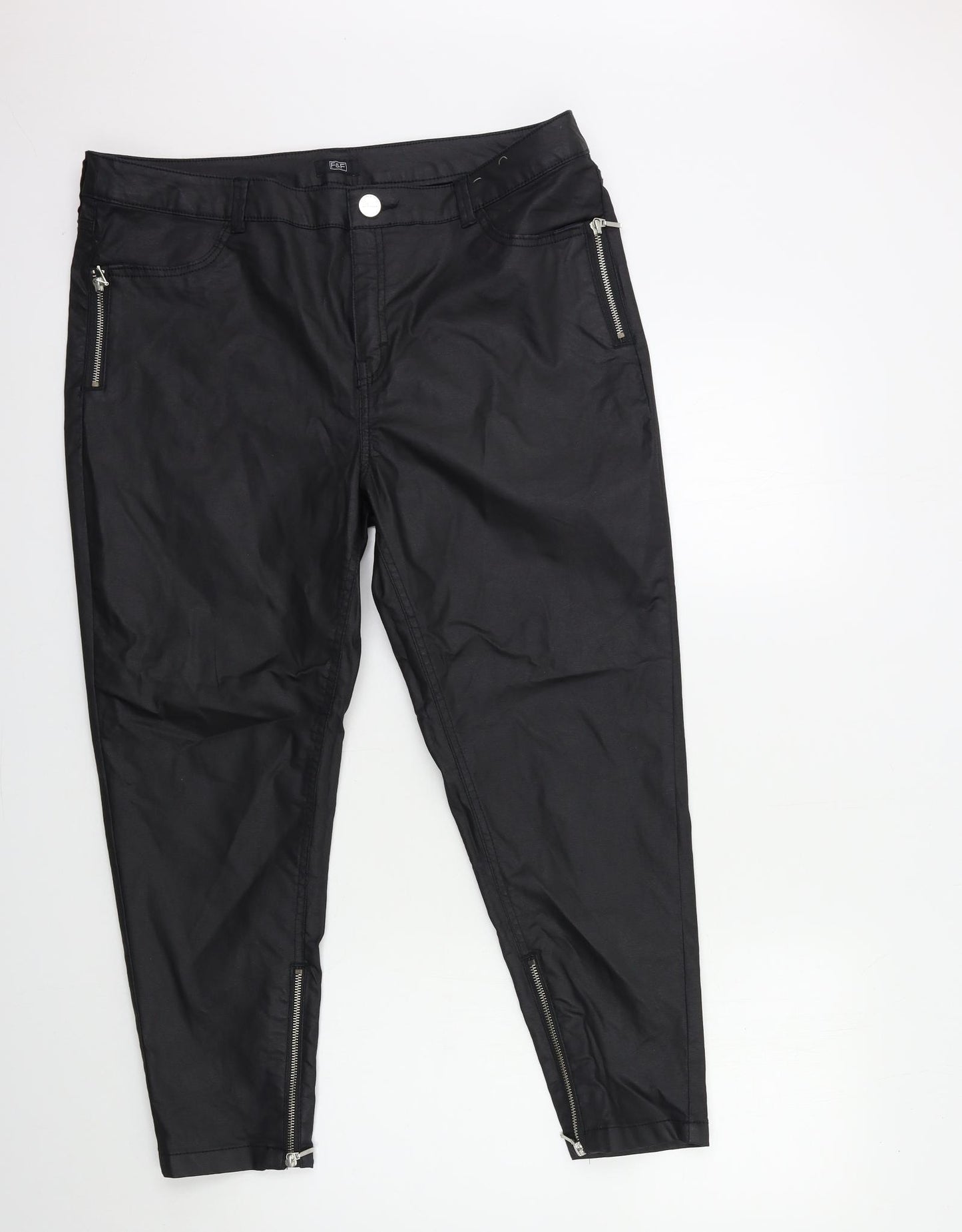 F&F Womens Black   Trousers  Size 18 L25 in
