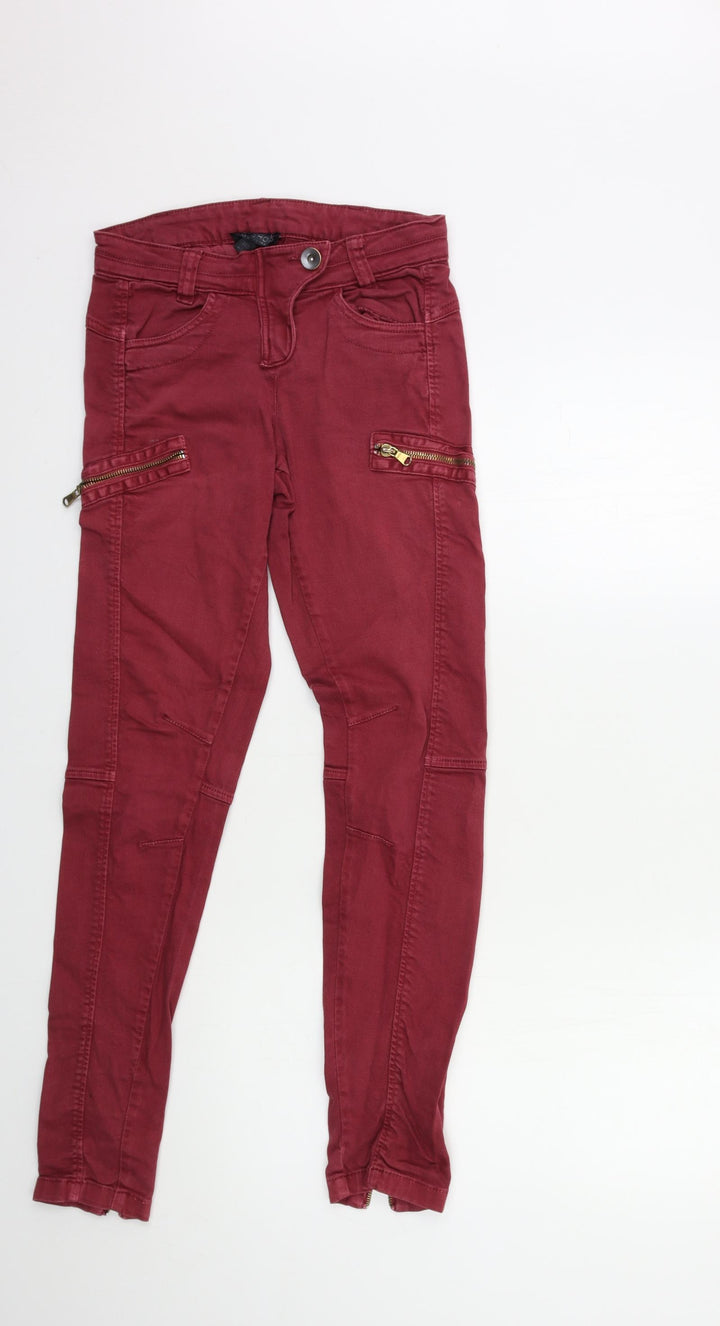 Topshop Womens Red Denim Skinny Jeans Size 6 L29 in