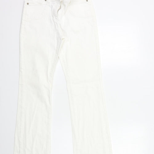 Marks and Spencer Womens White  Denim Flared Jeans Size 10 L31 in