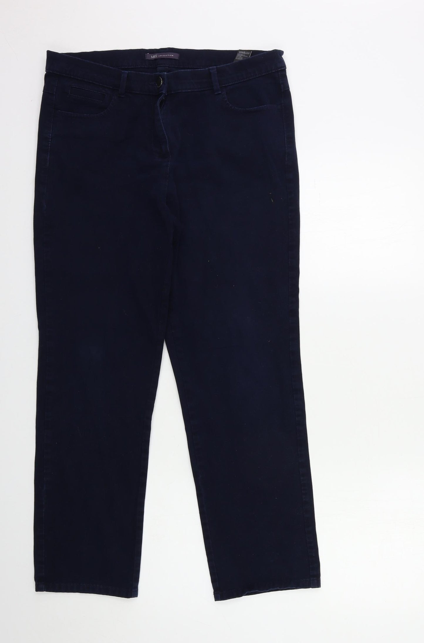 Marks and Spencer Womens Blue  Denim Straight Jeans Size 14 L27 in