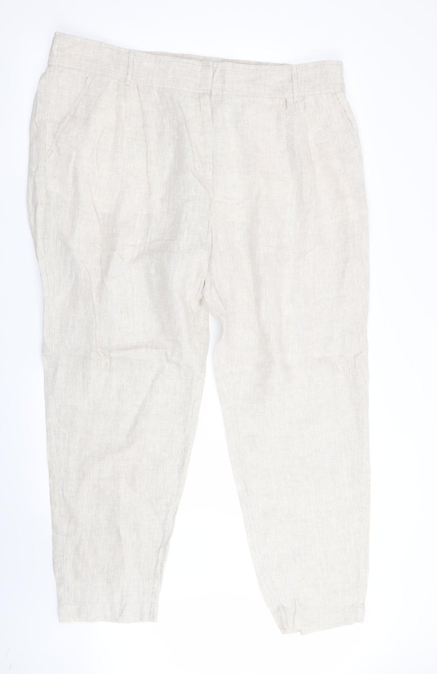 M&S Womens Beige   Trousers  Size 20 L30 in - Stretch waistband