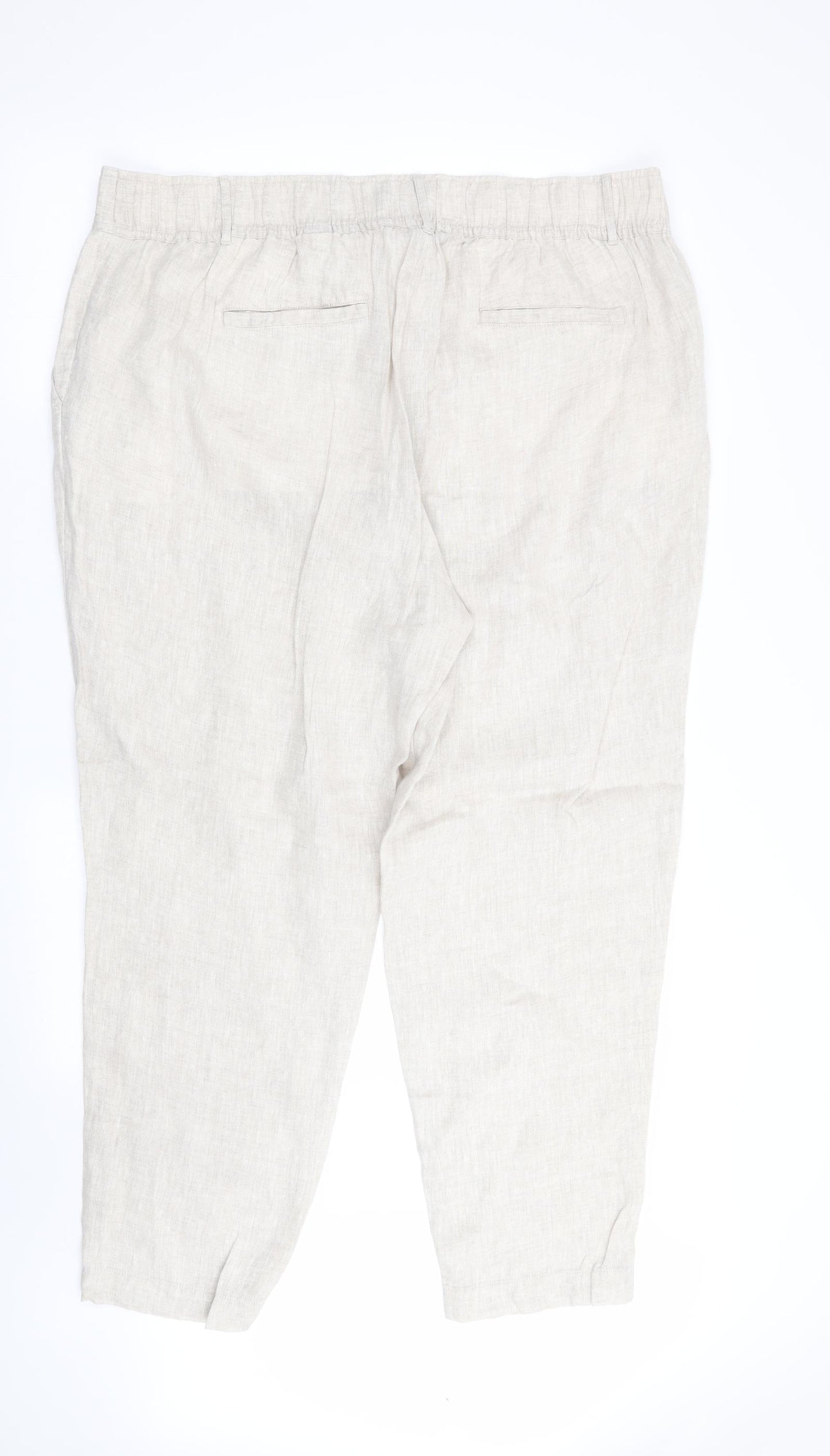 M&S Womens Beige   Trousers  Size 20 L30 in - Stretch waistband