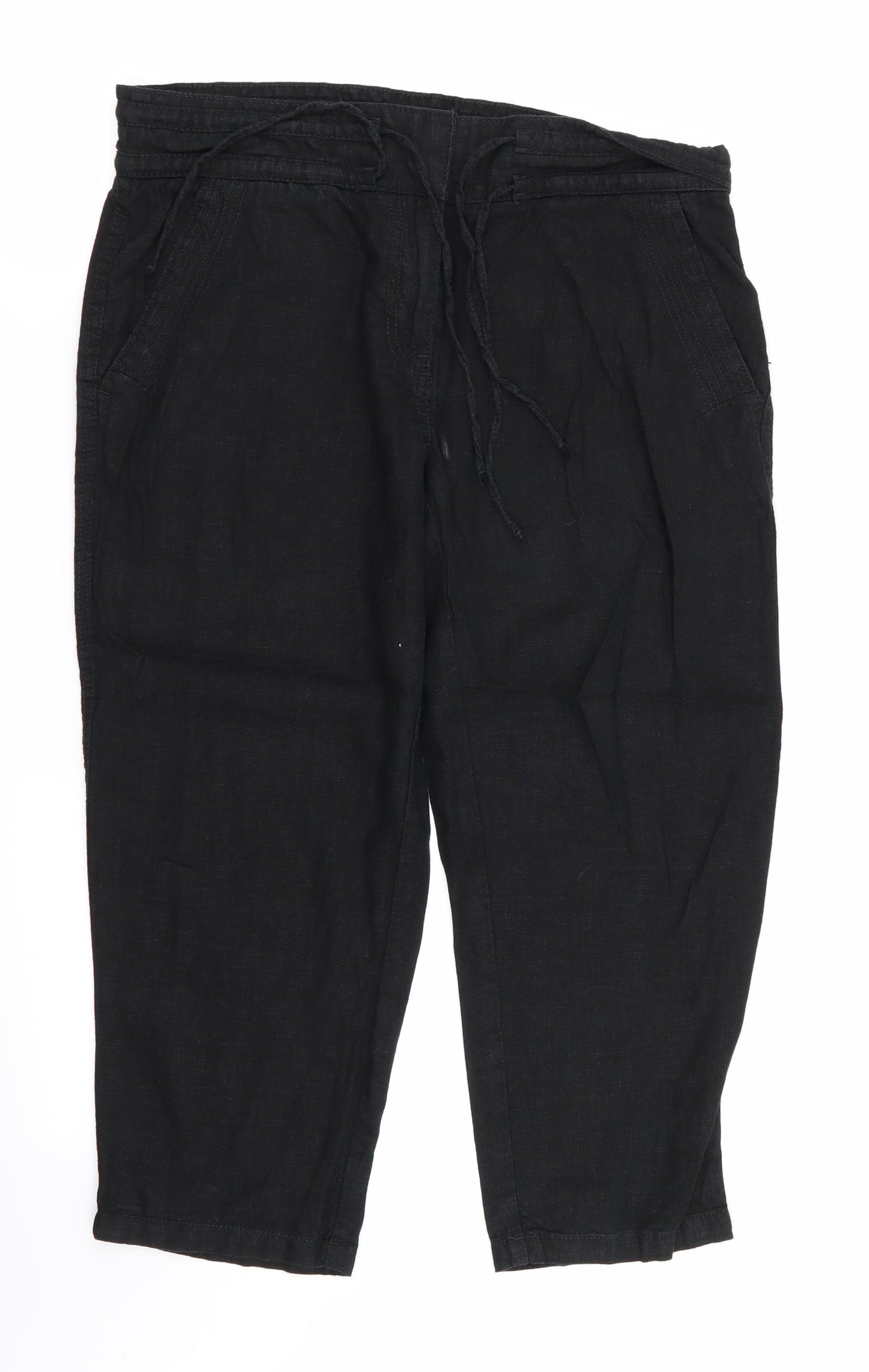 NEXT Womens Black   Cropped Trousers Size 12 L22 in