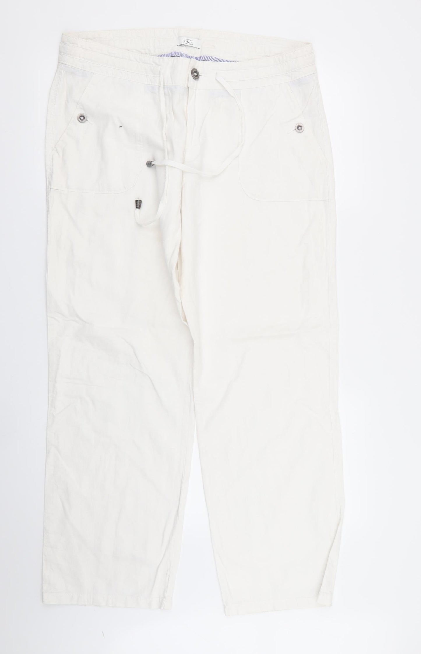 F&F Womens White   Trousers  Size 14 L31 in