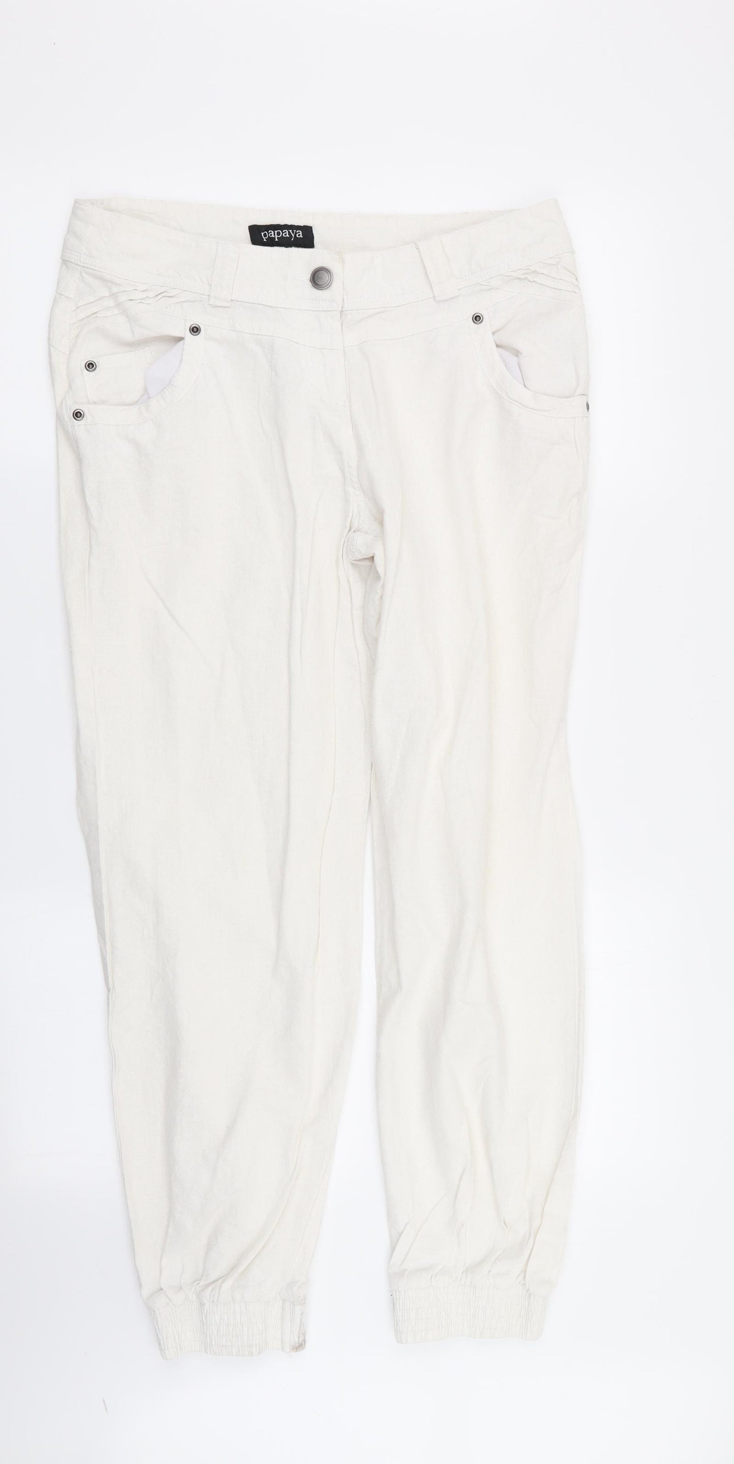 Papaya Womens White   Trousers  Size 14 L28 in
