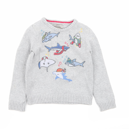 Jarvis Archer Boys Grey Animal Print  Pullover Jumper Size 3-4 Years