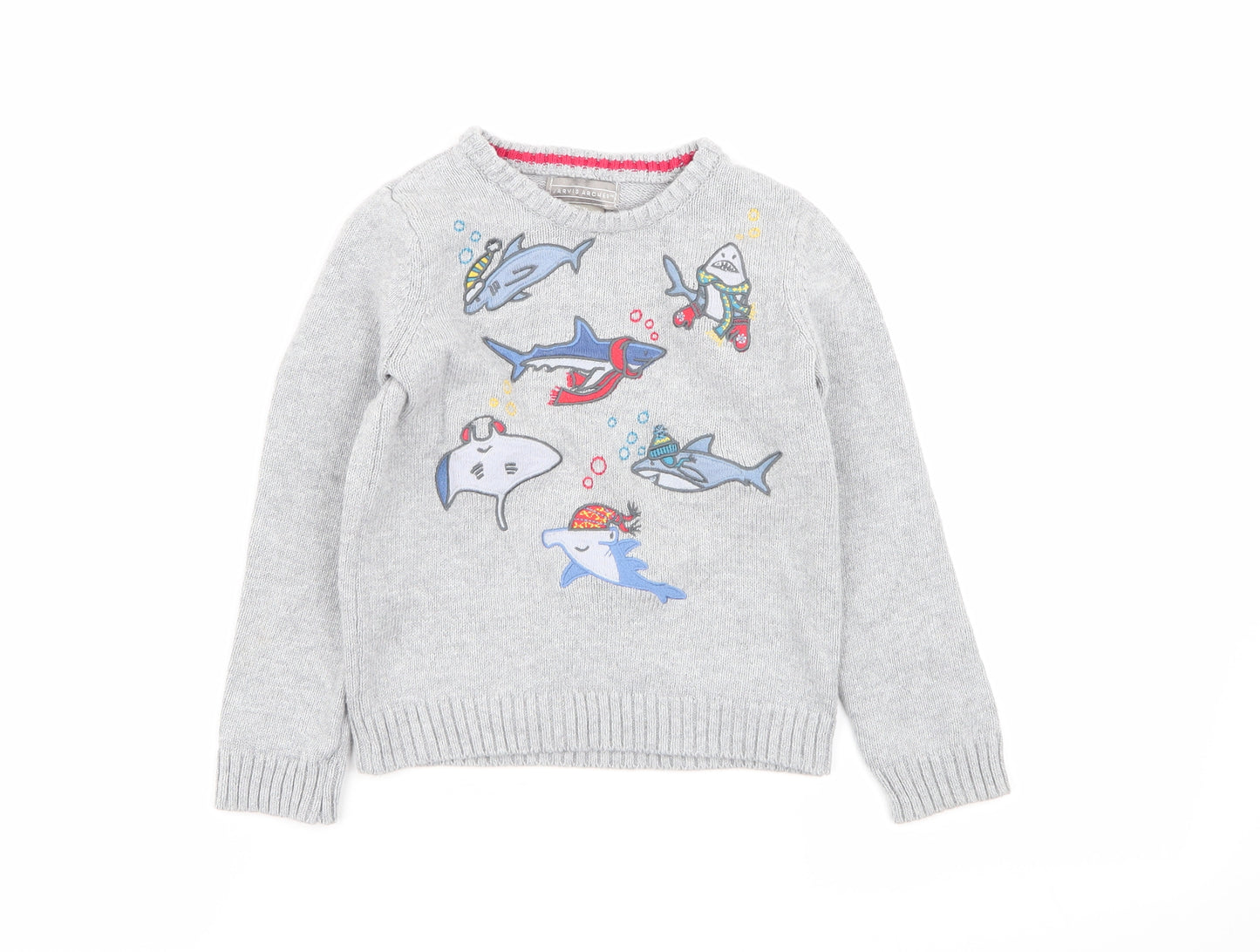 Jarvis Archer Boys Grey Animal Print  Pullover Jumper Size 3-4 Years