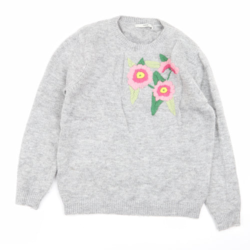 Asda George Womens Grey Floral  Pullover Jumper Size 12