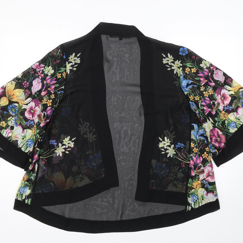 Kela loves london Womens Black Floral  Kimono T-Shirt Size L
