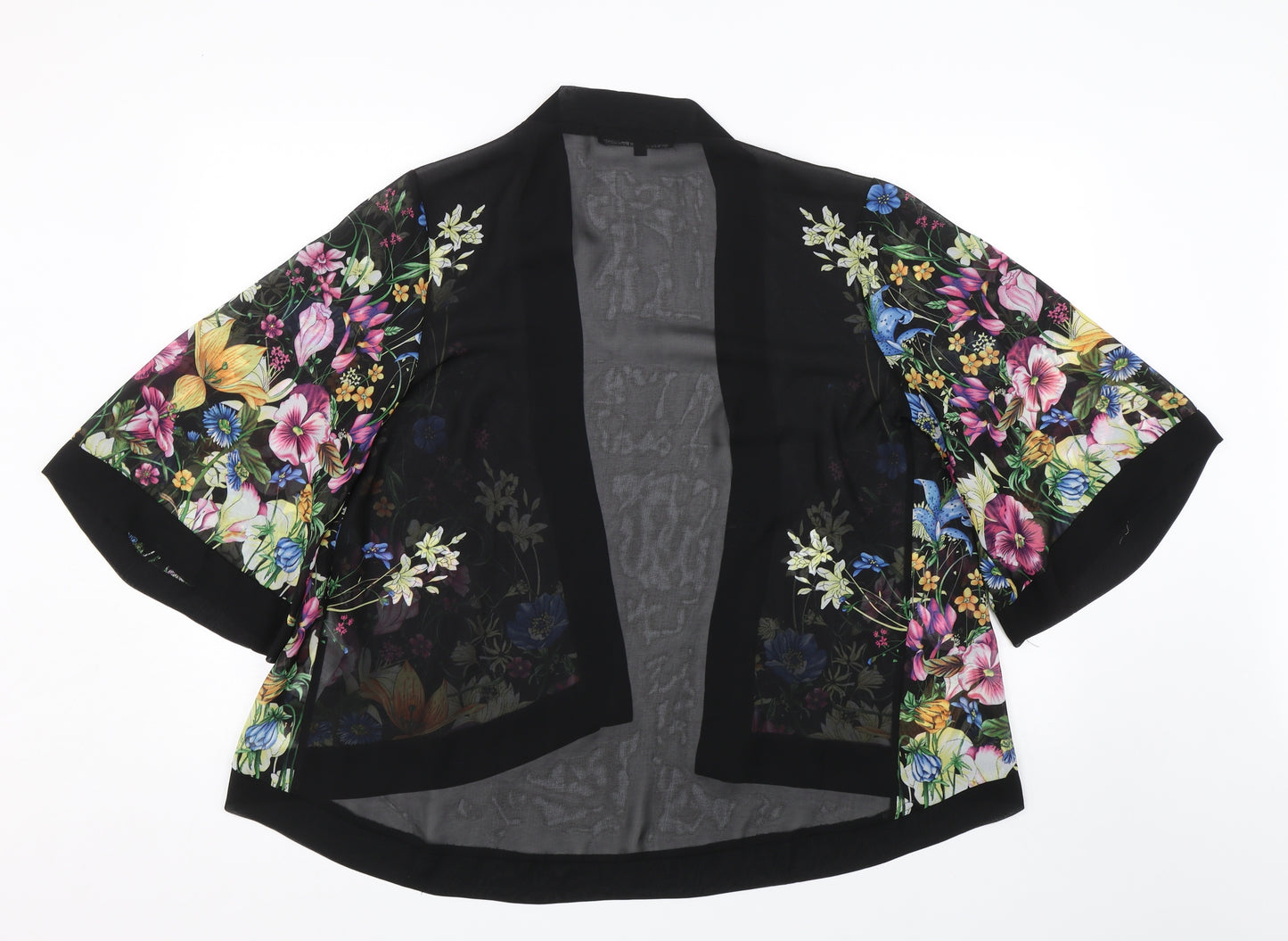 Kela loves london Womens Black Floral  Kimono T-Shirt Size L