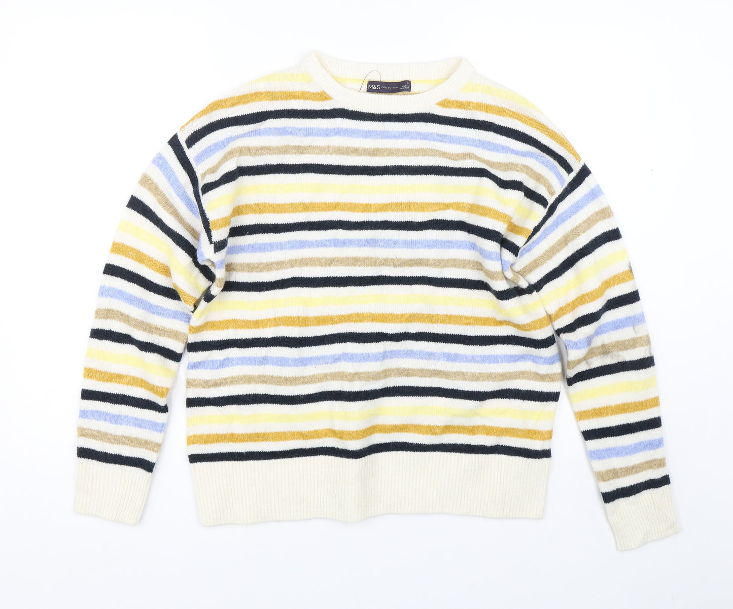 M&S Womens Beige Striped  Pullover Jumper Size S