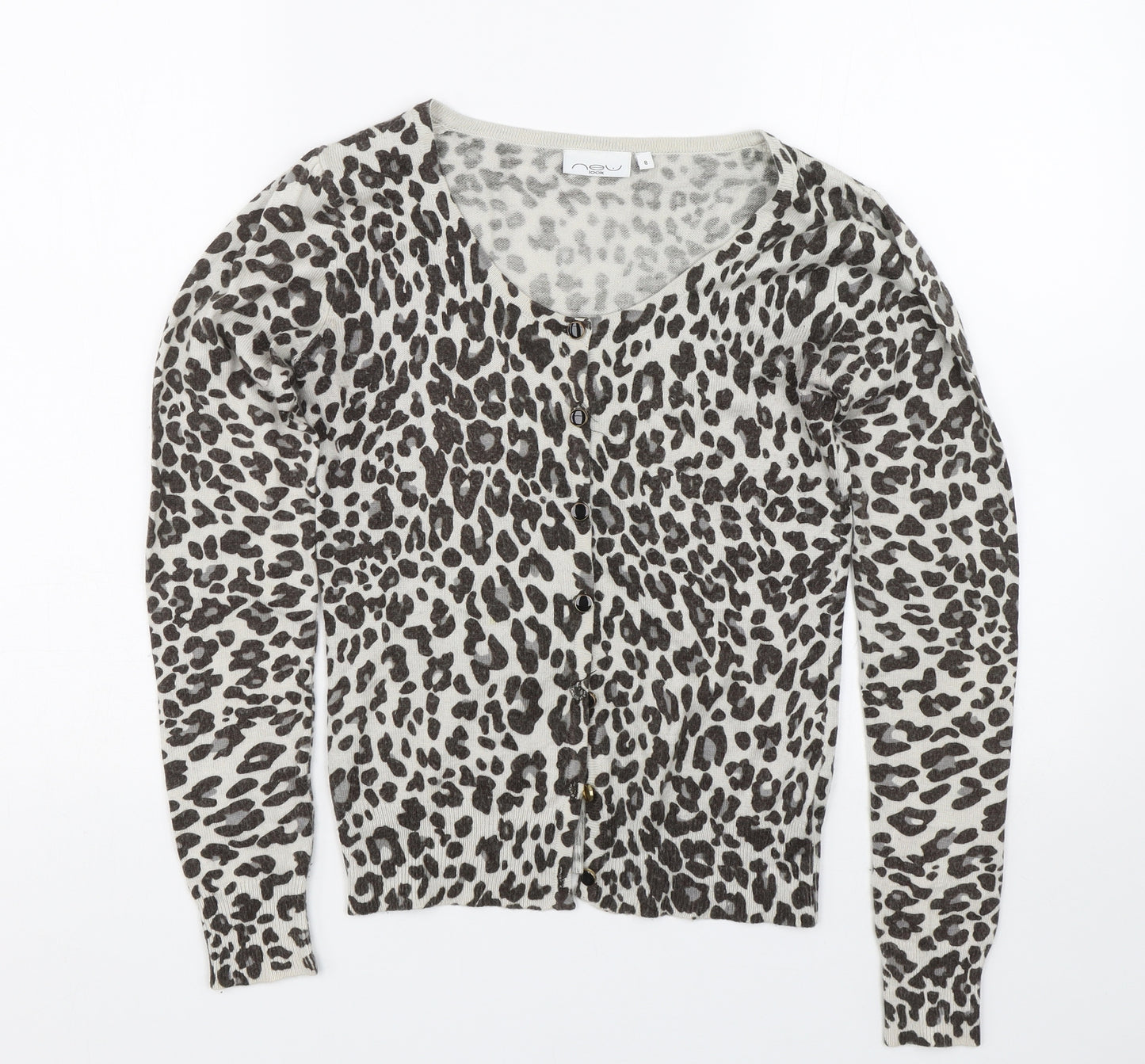 New Look Womens Beige Animal Print  Cardigan Jumper Size 8
