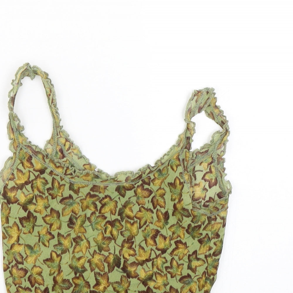 Kookai Womens Green Floral  Basic Tank Size 6