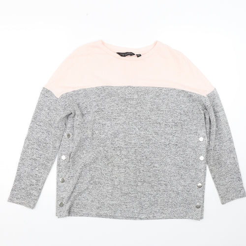 Dorothy Perkins Womens Grey Striped  Pullover Jumper Size 10