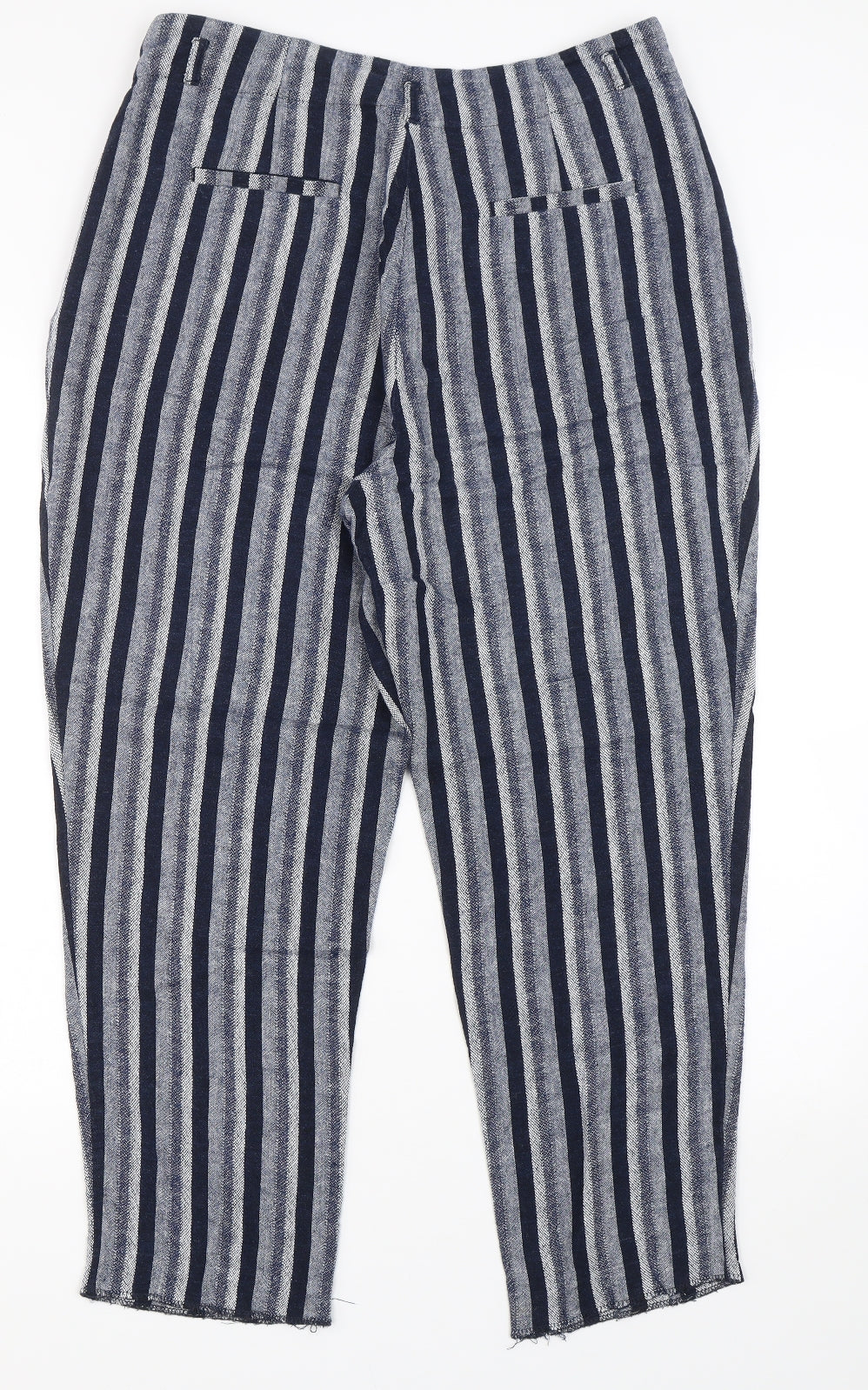 M&S Womens Blue Striped  Trousers  Size 12 L24 in