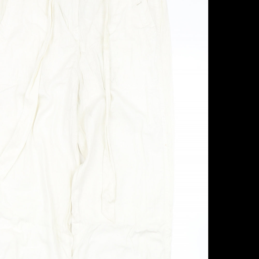 M&S Womens White   Trousers  Size 12 L27 in