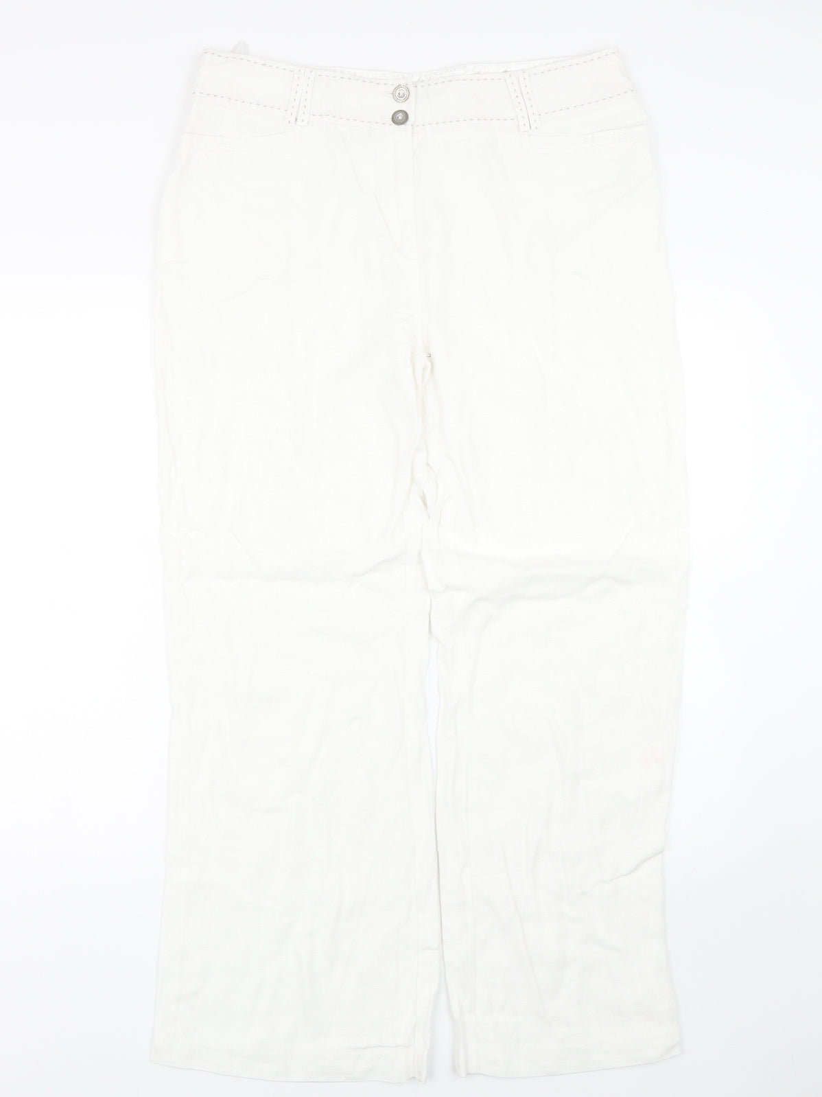 Per Una Womens White   Trousers  Size 14 L27 in