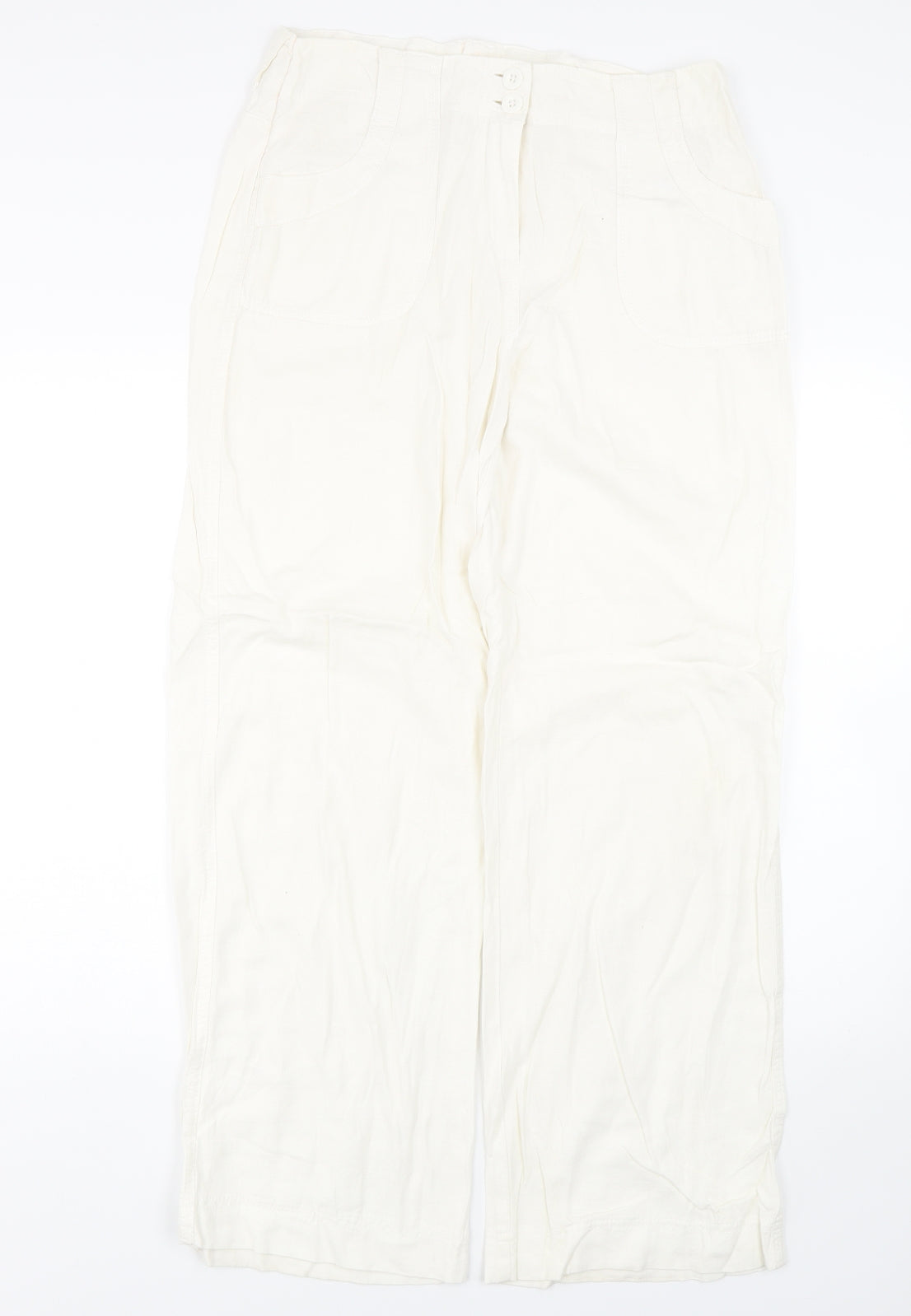 M&S Womens White   Trousers  Size 14 L28 in