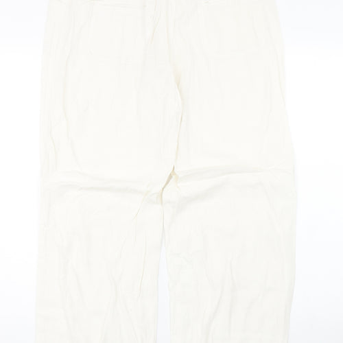 M&S Womens White   Trousers  Size 14 L28 in