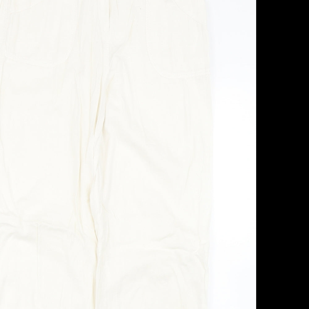 M&S Womens White   Trousers  Size 14 L28 in