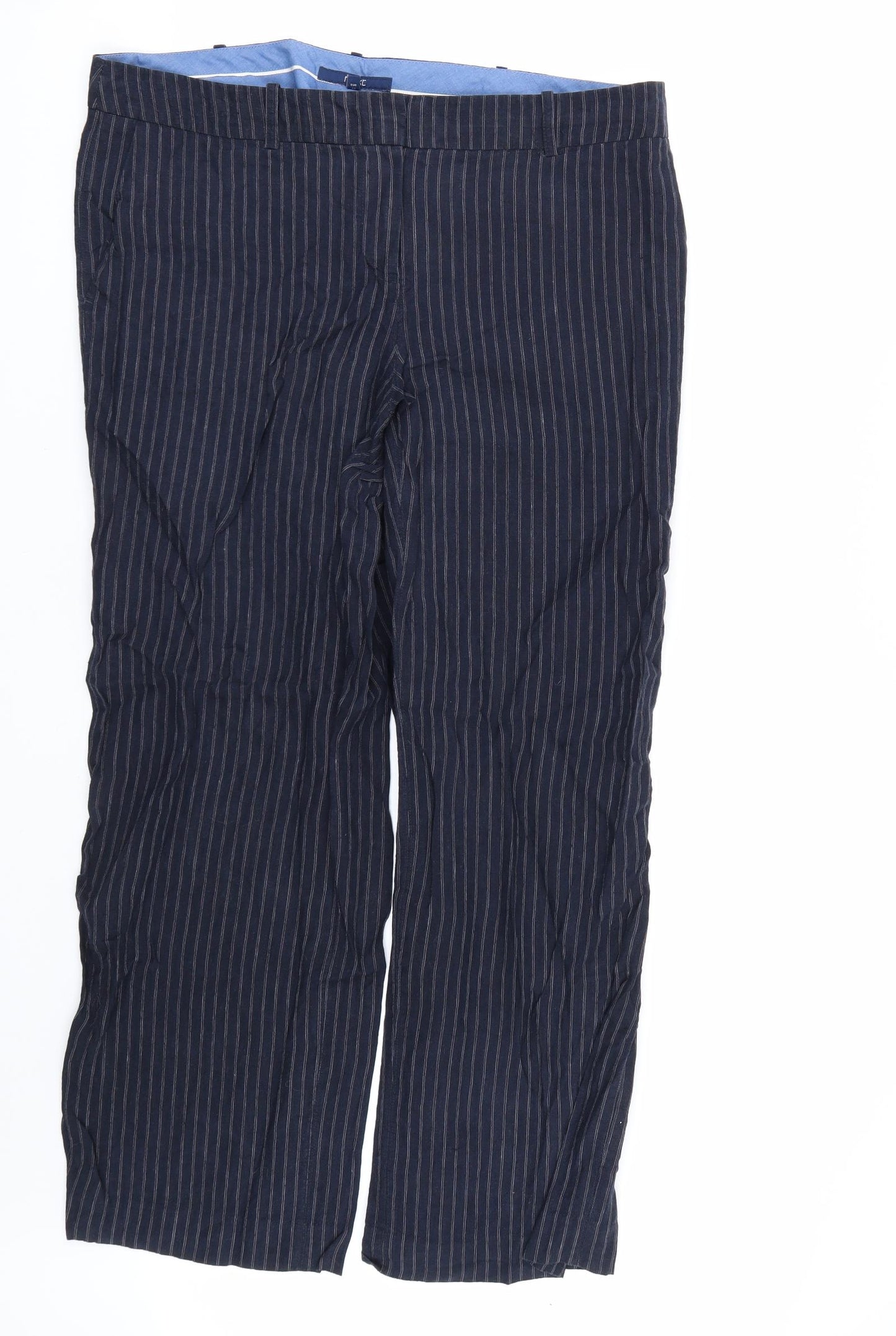 NEXT Womens Blue Striped  Trousers  Size 16 L27 in