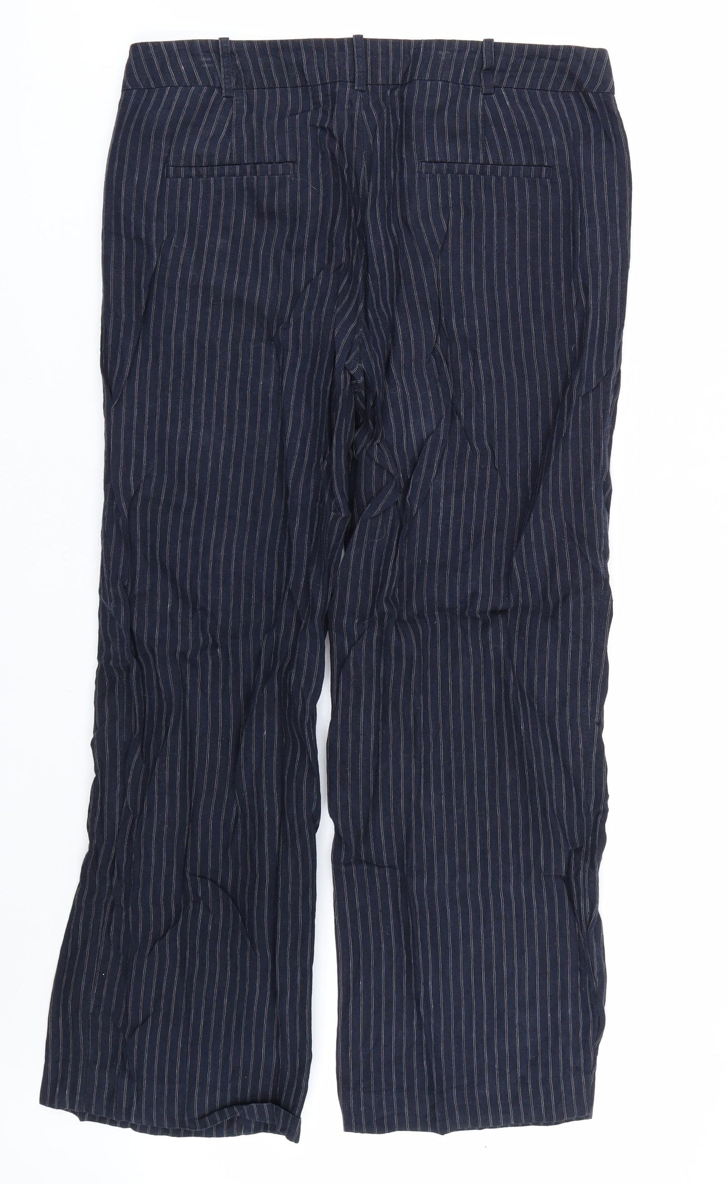 NEXT Womens Blue Striped  Trousers  Size 16 L27 in