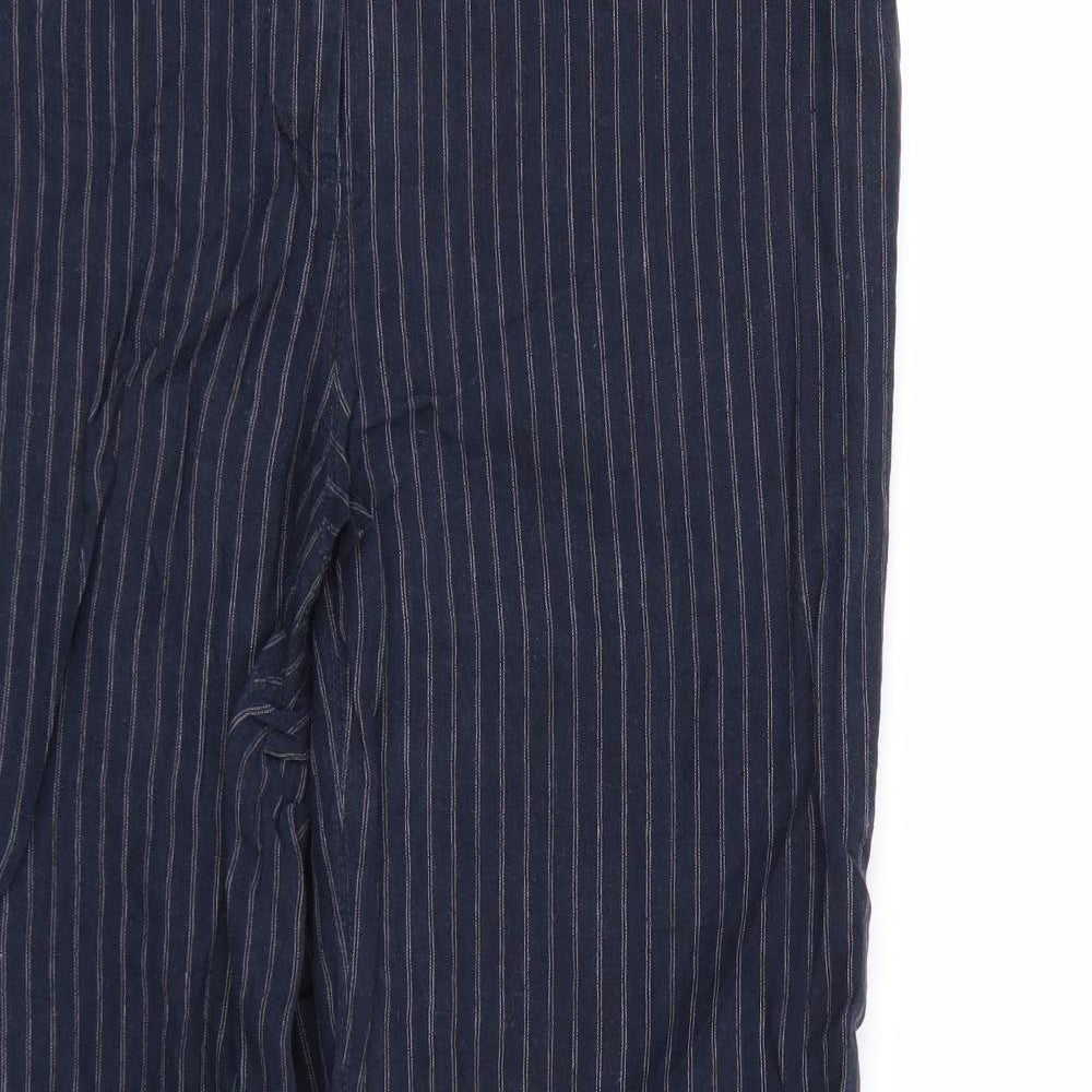 NEXT Womens Blue Striped  Trousers  Size 16 L27 in