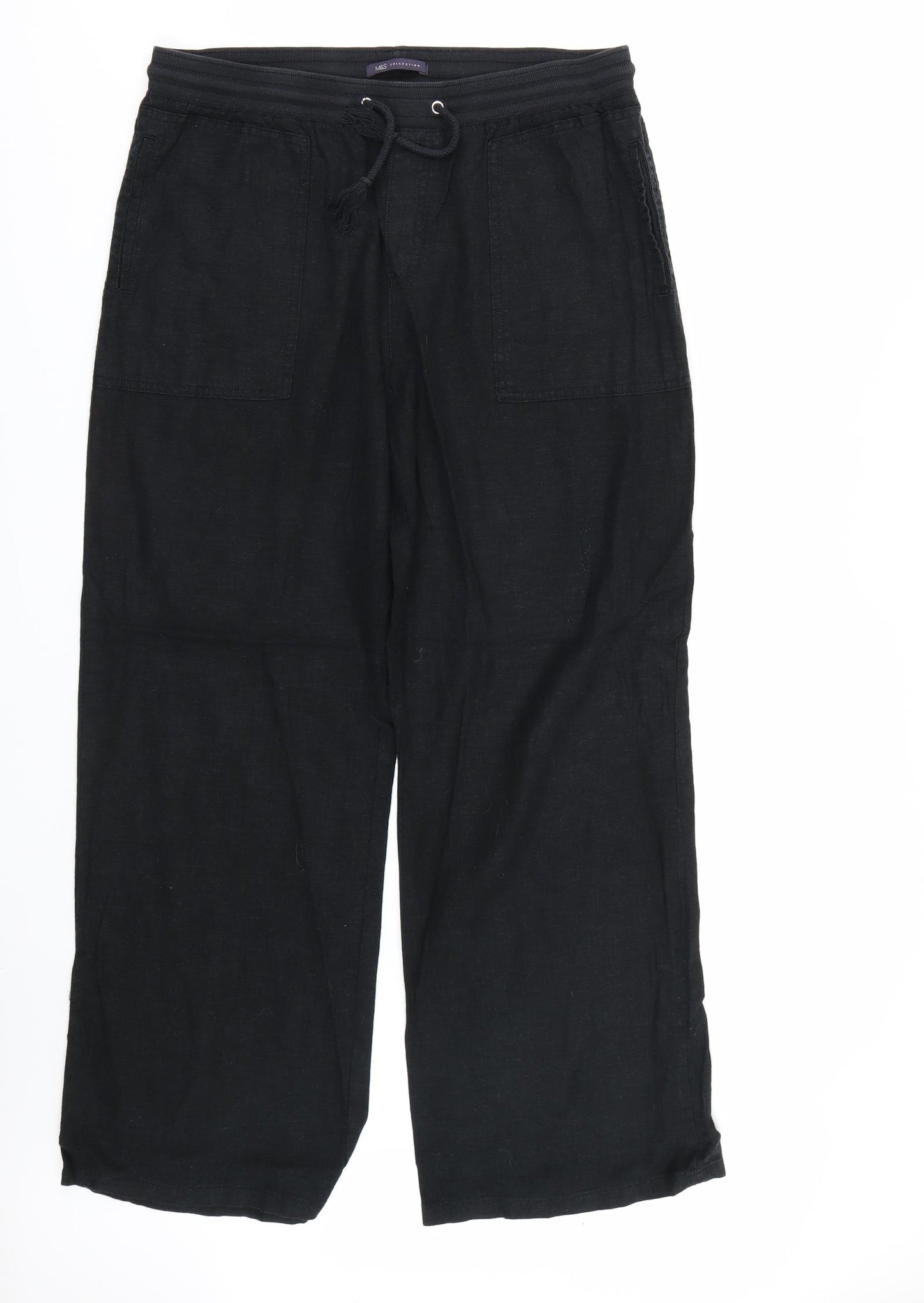 M&S Womens Black   Trousers  Size 14 L28 in