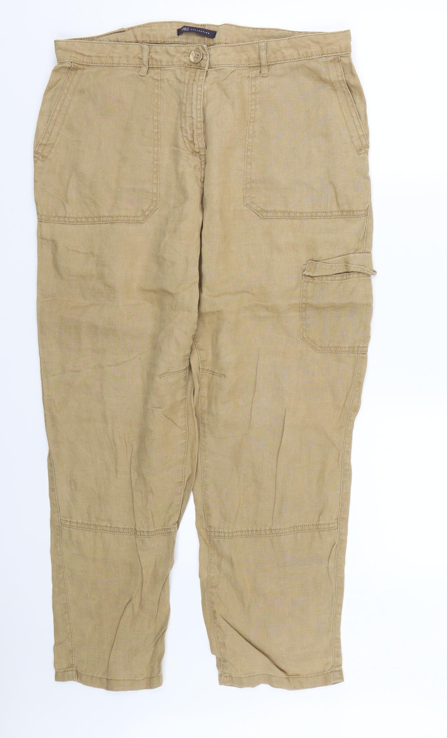M&S Womens Brown   Trousers  Size 14 L26 in