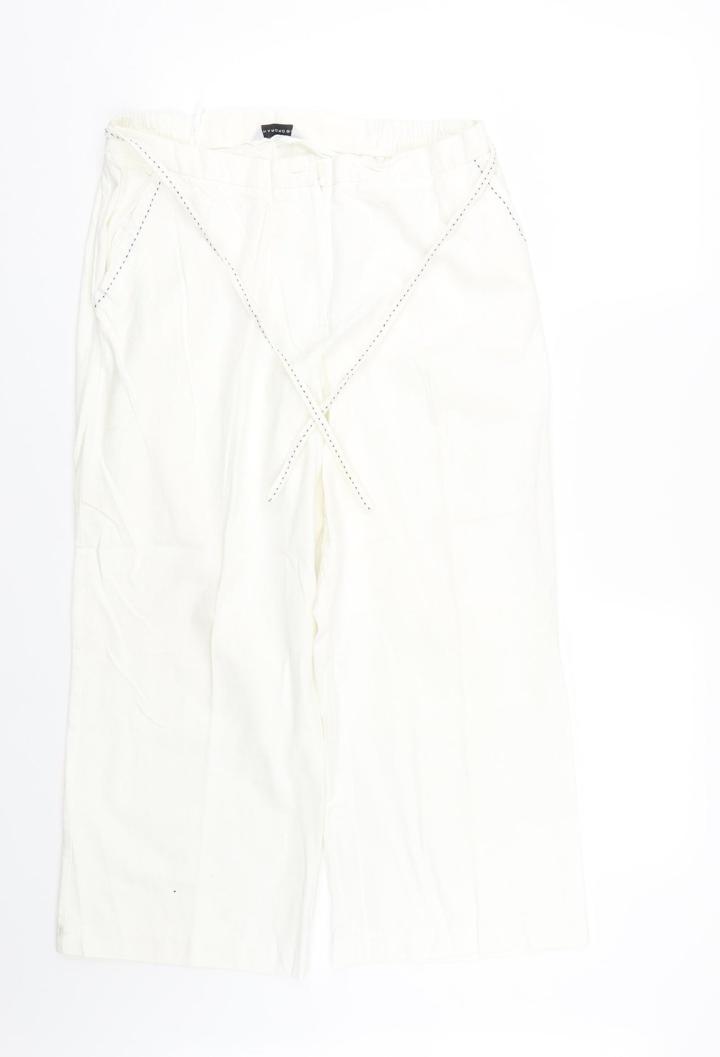 Warehouse Womens White   Cropped Trousers Size 16 L22 in