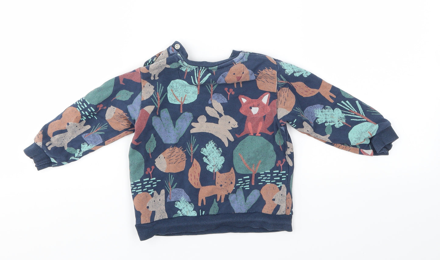 M&S Girls Multicoloured Animal Print  Pullover Jumper Size 12-18 Months