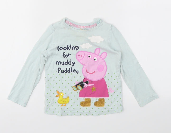 M&S Girls Blue Animal Print Top Pyjama Top Size 2 Years