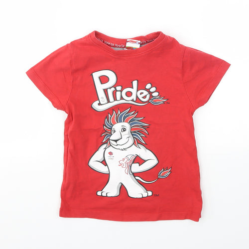Pride Boys Red Animal Print  Basic T-Shirt Size 3-4 Years