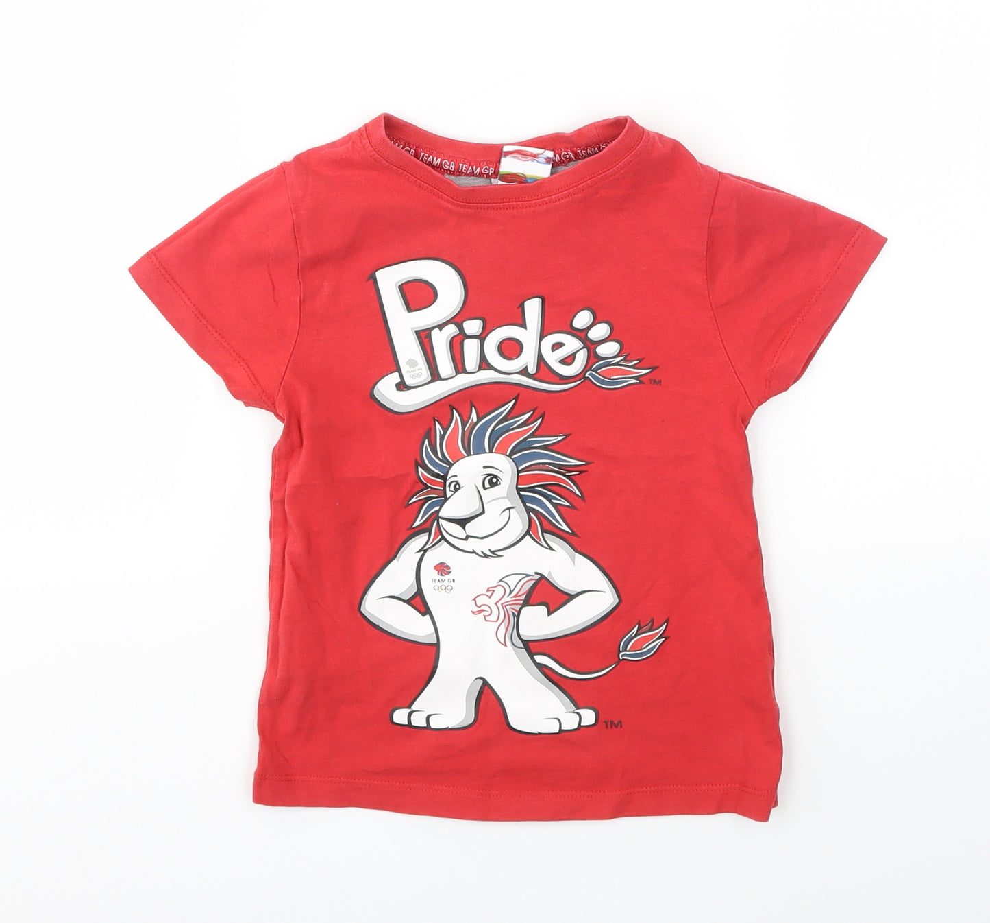 Pride Boys Red Animal Print  Basic T-Shirt Size 3-4 Years