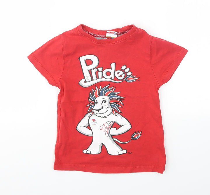 Pride Boys Red Animal Print  Basic T-Shirt Size 3-4 Years