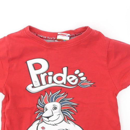 Pride Boys Red Animal Print  Basic T-Shirt Size 3-4 Years
