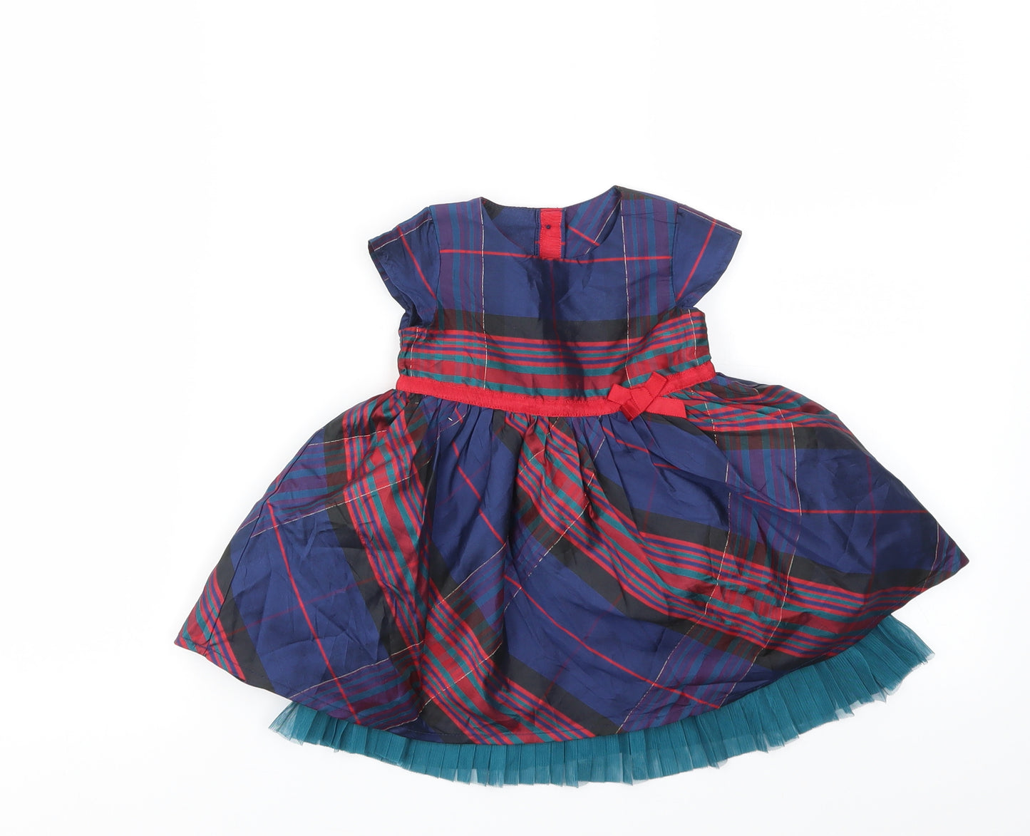 M&S Girls Multicoloured Check  Fit & Flare  Size 3-6 Months