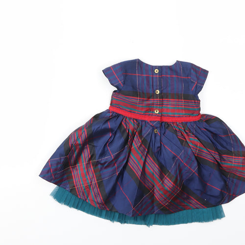 M&S Girls Multicoloured Check  Fit & Flare  Size 3-6 Months