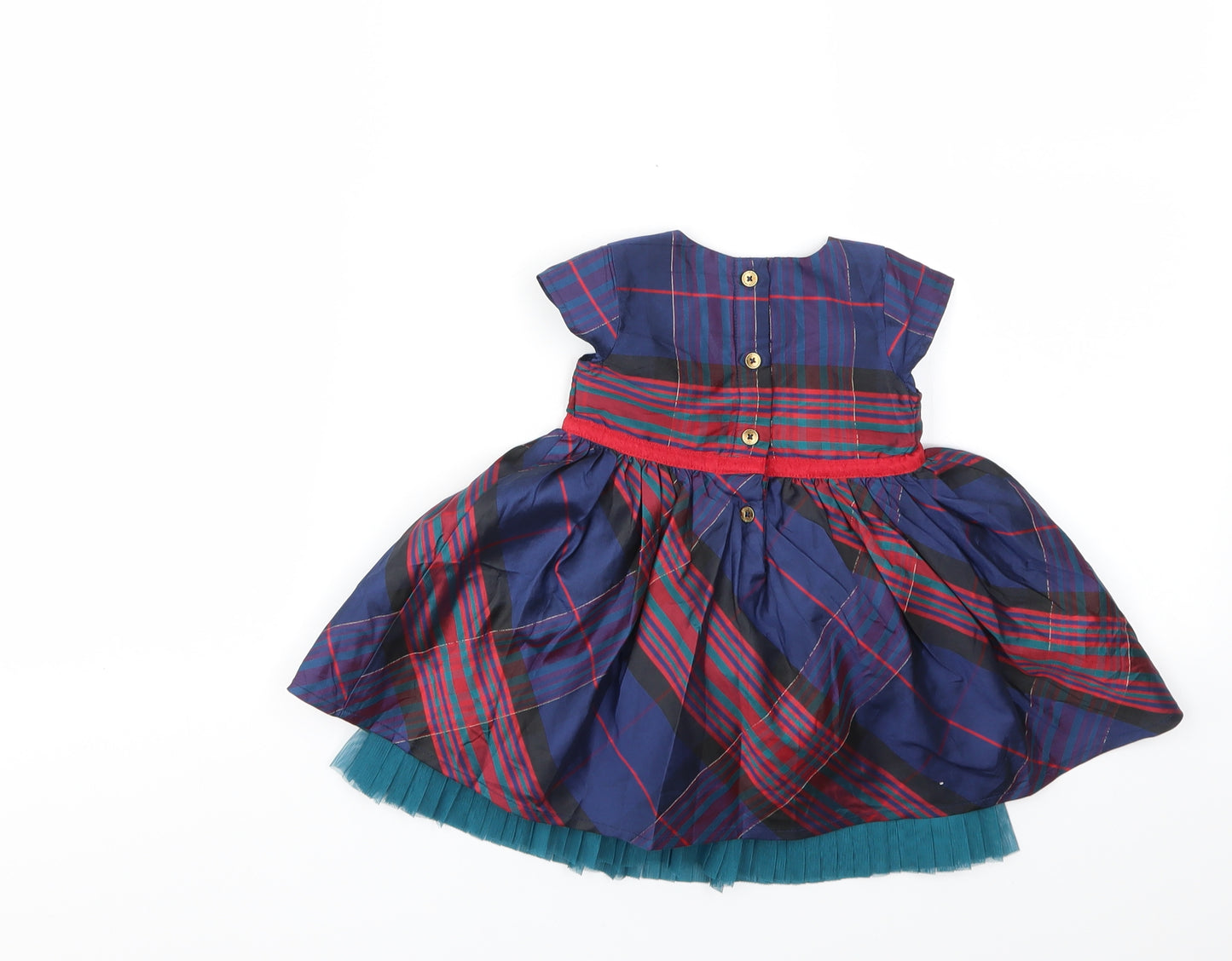M&S Girls Multicoloured Check  Fit & Flare  Size 3-6 Months