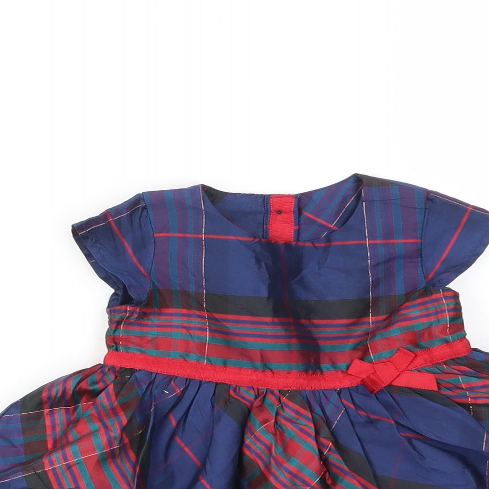 M&S Girls Multicoloured Check  Fit & Flare  Size 3-6 Months