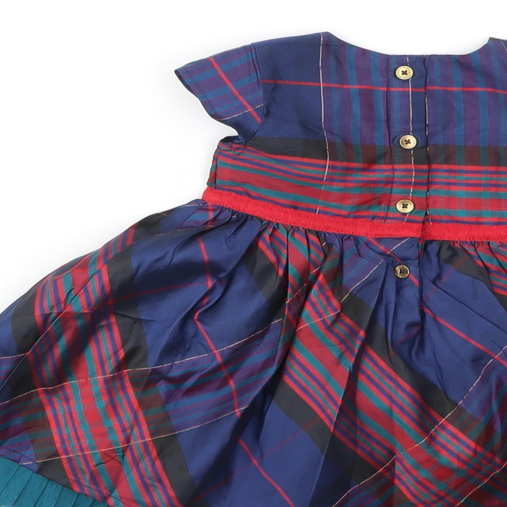 M&S Girls Multicoloured Check  Fit & Flare  Size 3-6 Months
