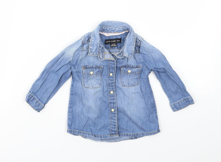 DENIM &CO Girls Blue Basic Coat Jacket Size 3-6 Months
