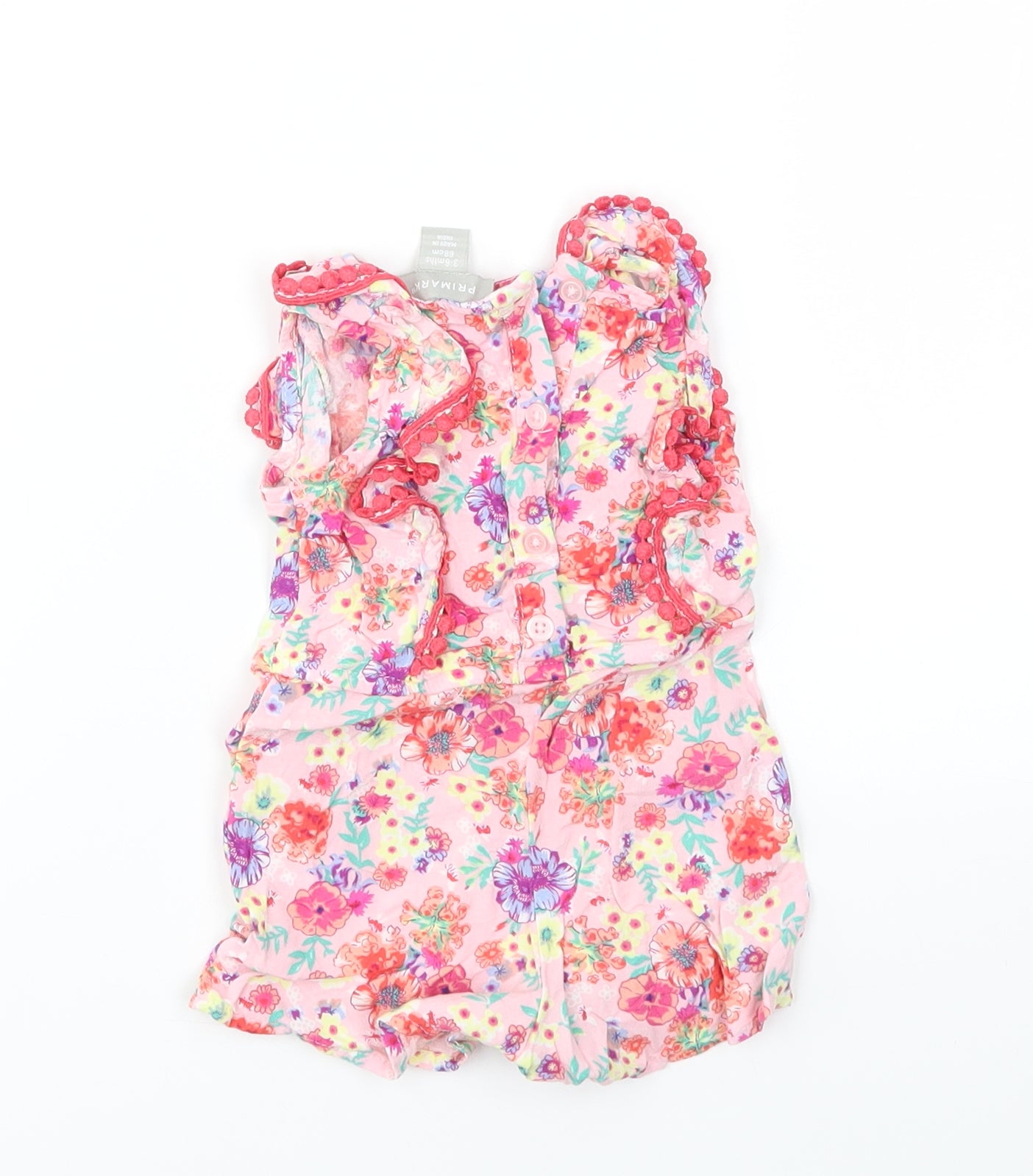 Primark Girls Multicoloured Floral  Dungaree One-Piece Size 3-6 Months