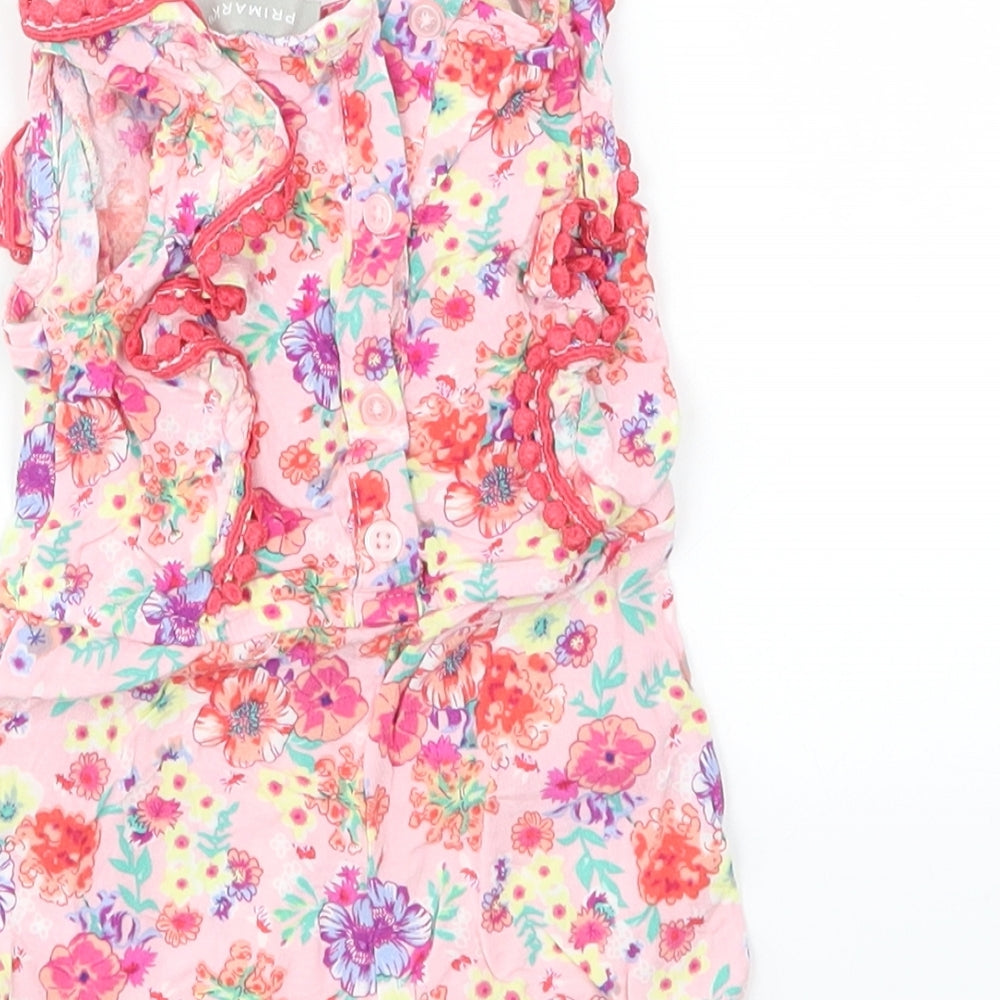 Primark Girls Multicoloured Floral  Dungaree One-Piece Size 3-6 Months