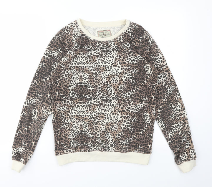 Brave Soul Womens Brown Animal Print Pullover Jumper Size S