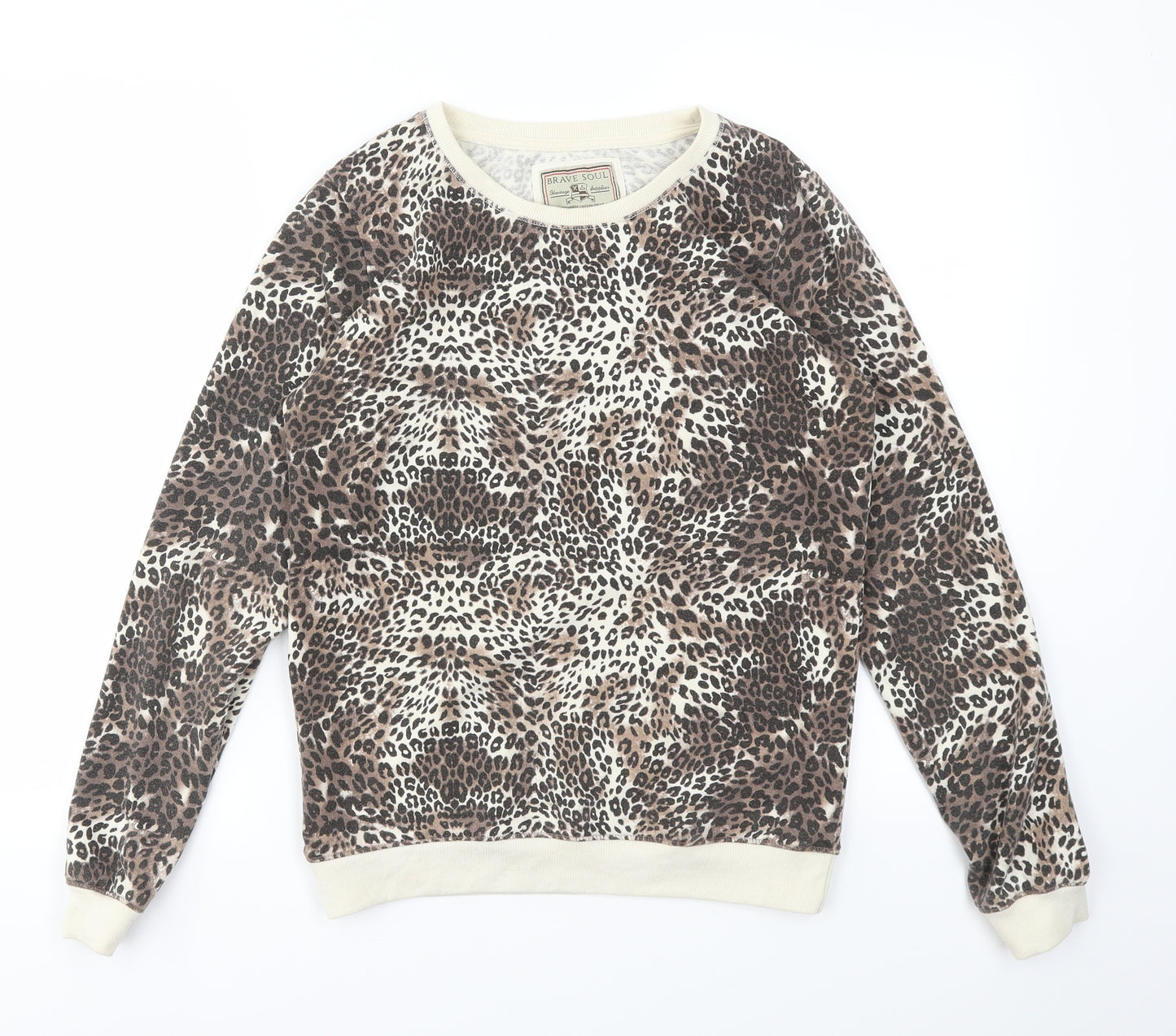 Brave Soul Womens Brown Animal Print  Pullover Jumper Size S